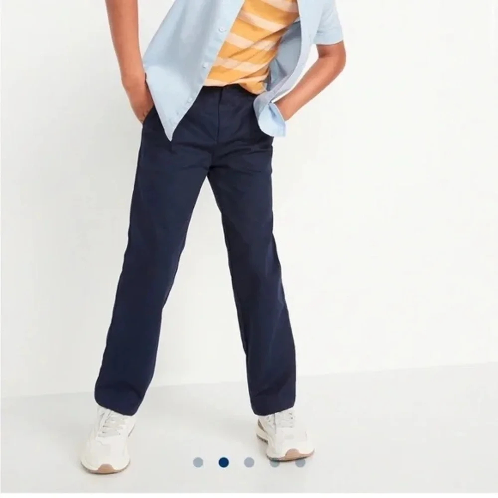 New Old Navy Boys Straight Fit Navy Blue Chino Pants Size 14 Husky Uniform Pants